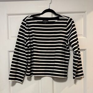 NWT J. Crew Women's Long Sleeve Black and White Striped Tee